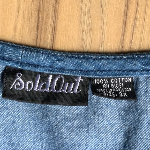 Denim lightweight denim top long sleeve 3X - Picture 2 of 6